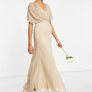 ASOS Size 10 Bridesmaid linear embellished blouson maxi dress with short sleeve